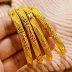 Dubai Charm 24k Gold Plated Bangles For Baby Child Arabic Bridal African Indian Bracelet Nigerian Wedding Hand Jewelry