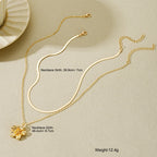 Retro Gold Color Flower & Snake Chain Necklace Set, 2 Pcs/Set