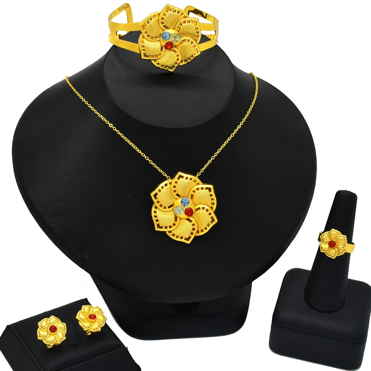ANIID Nigeria Butterfly Cystal Jewelry Sets For Lady Wedding Ethiopian 24K Gold Color Necklace And Earing Jewellery Dubai Gift