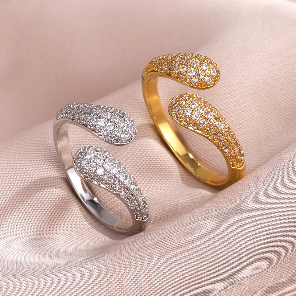 New Arrival Sparkling Zircon Brilliant Adjustable Open Engagement Ring