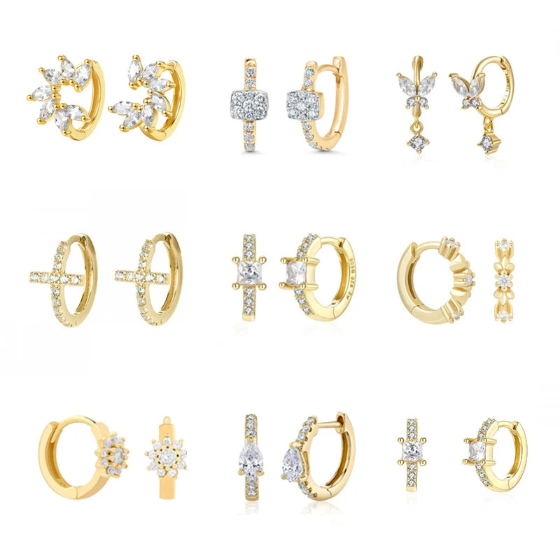 Boucles d'oreilles mini créoles ChooseMe de luxe en or et argent remplies d'opale et de zircon