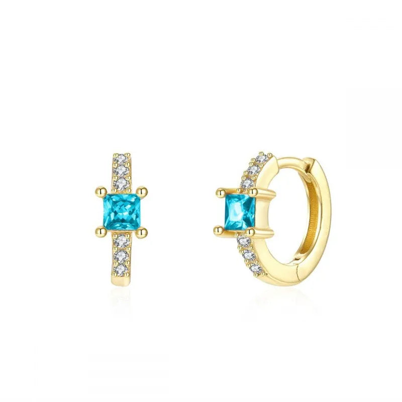 ChooseMe Luxury Gold & Silver Filled Opal Zircon Mini Hoop Earrings