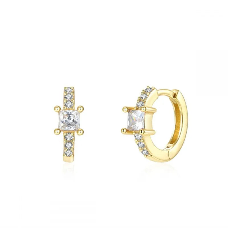 ChooseMe Luxury Gold & Silver Filled Opal Zircon Mini Hoop Earrings
