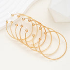 7 Pcs/Set Gold Open Bangle Bracelet Set