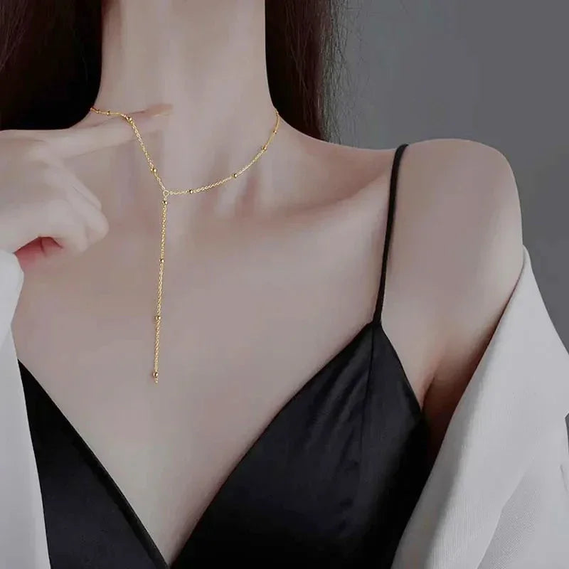 Double Layered Long Tassel Choker