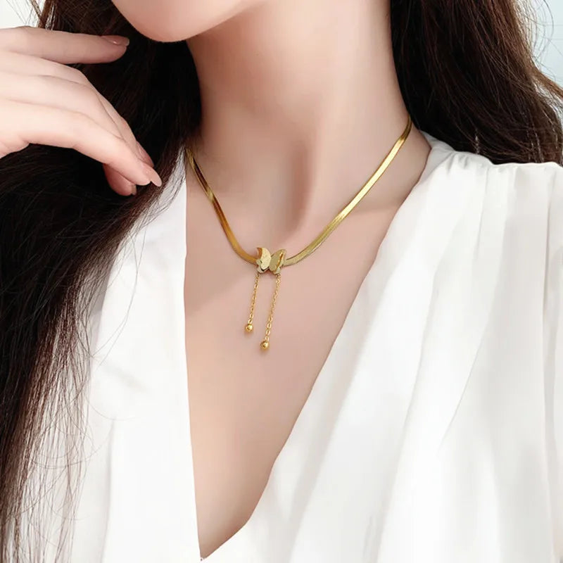Frosted Butterfly Stainless Steel Choker